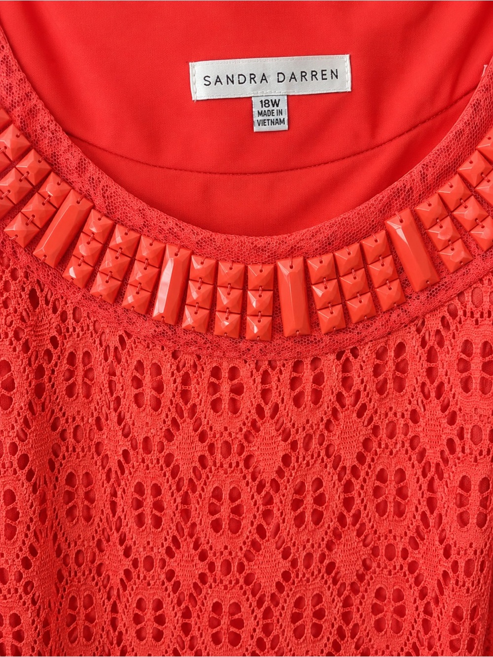 Sandra Darren Coral Lace Embellished Maxi Dress 18W NWT Plus Size - Picture 4 of 7